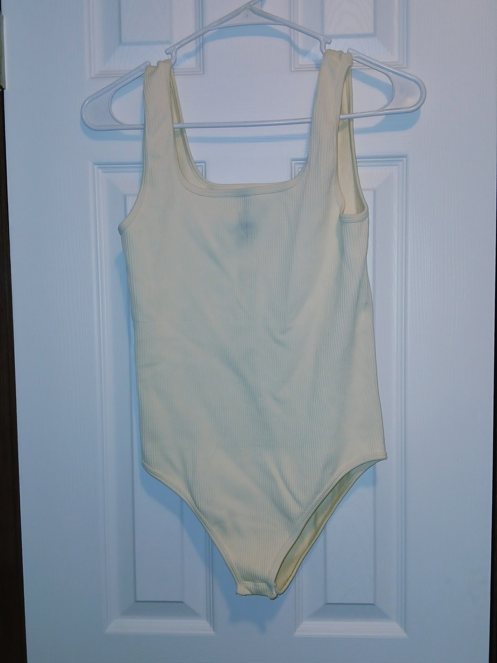Source Unknown Cream Ribbed Bodysuit Tank